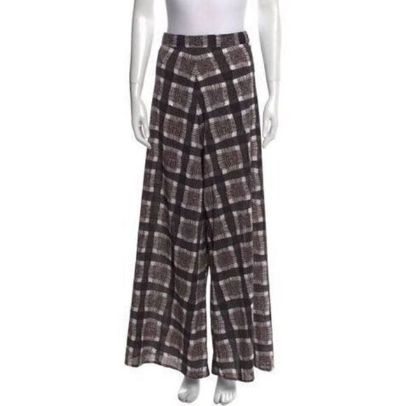 Alice + Olivia Plaid Print Wide Leg Pants size 4 - Picture 1 of 8
